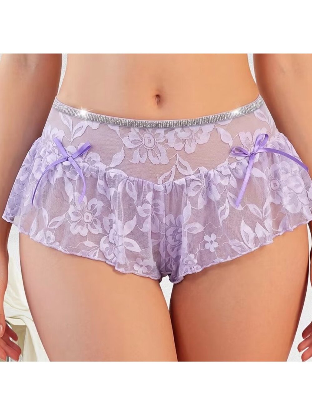 Violet Lace Panty Skirt*Lingerie*Sexy*Bows*Femboy*Gay*Cosplay*Sissy*XL*NIP